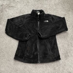 The North Face Oso Osito Fleece Jacket Girls Medium Black Full Zip Pocket School